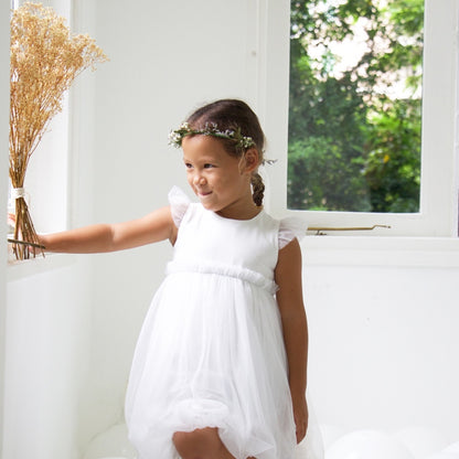 Flower Girl Series - Bubble Dress in White by Le Petit Society — image 3