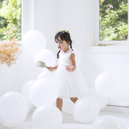 Flower Girl Series - Bubble Dress in White by Le Petit Society — image 5