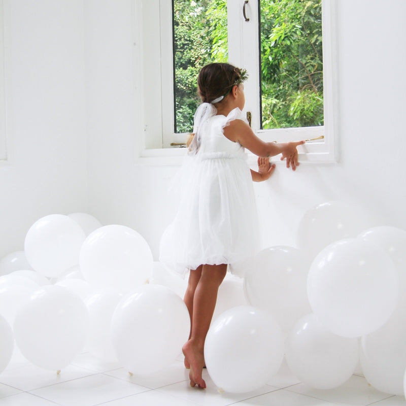 Flower Girl Series - Bubble Dress in White by Le Petit Society — image 8