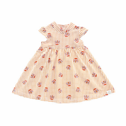 Lion Dance Series - Baby Girl Jersey Dress in Orange Grid Print (Personalisable) by Le Petit Society — image 4