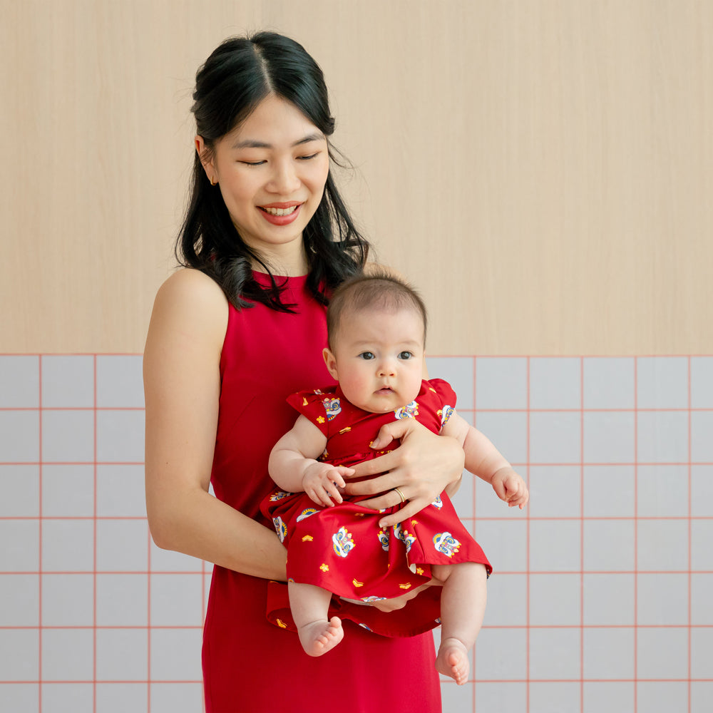 Lion Dance Series - Baby Girl Cheongsam in Red by Le Petit Society — image 7