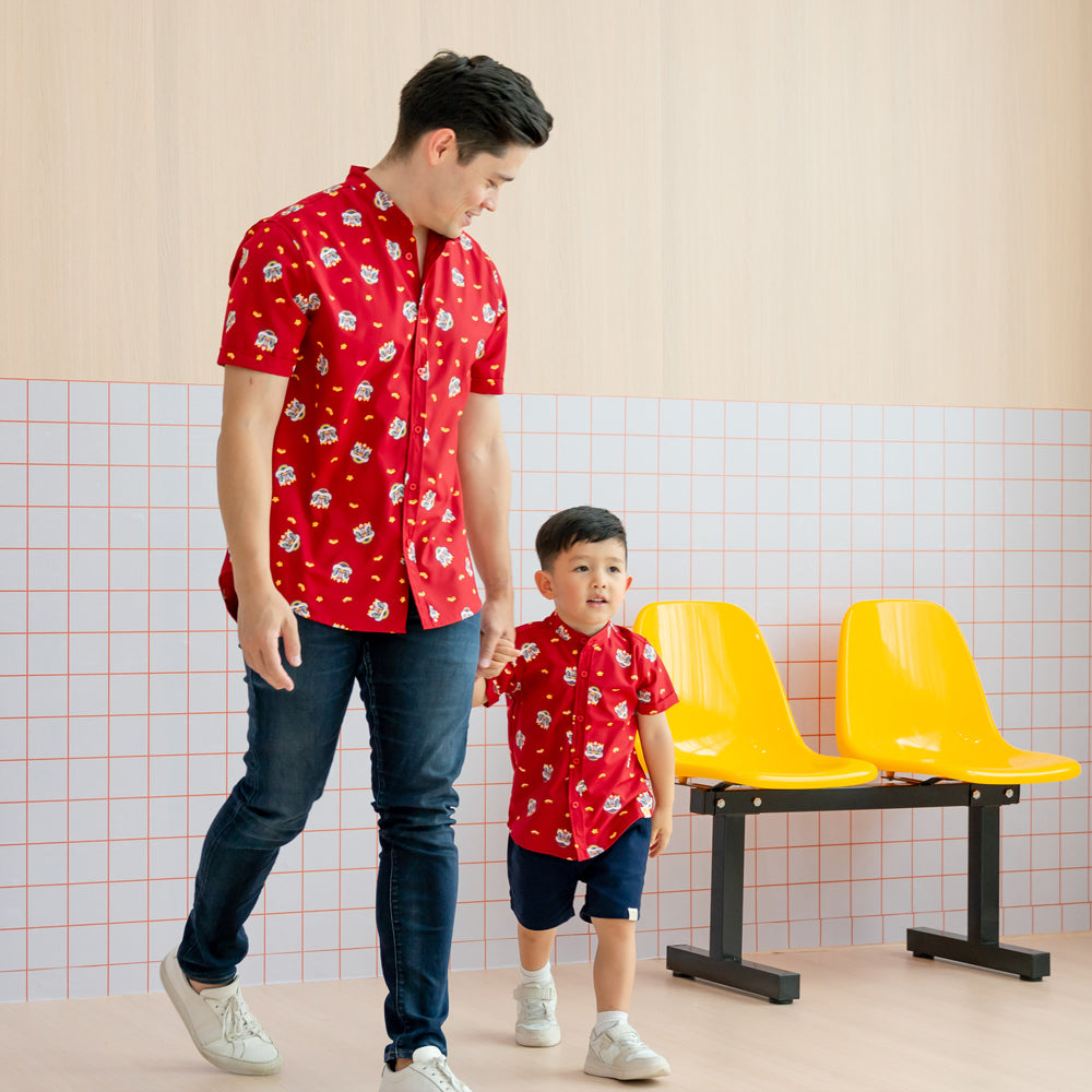 Lion Dance Series - Boys Shirt in Red by Le Petit Society — image 3