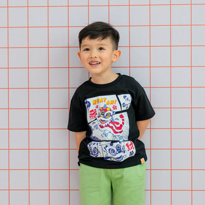 Lion Dance Series - Kids Tee in Black by Le Petit Society — image 5