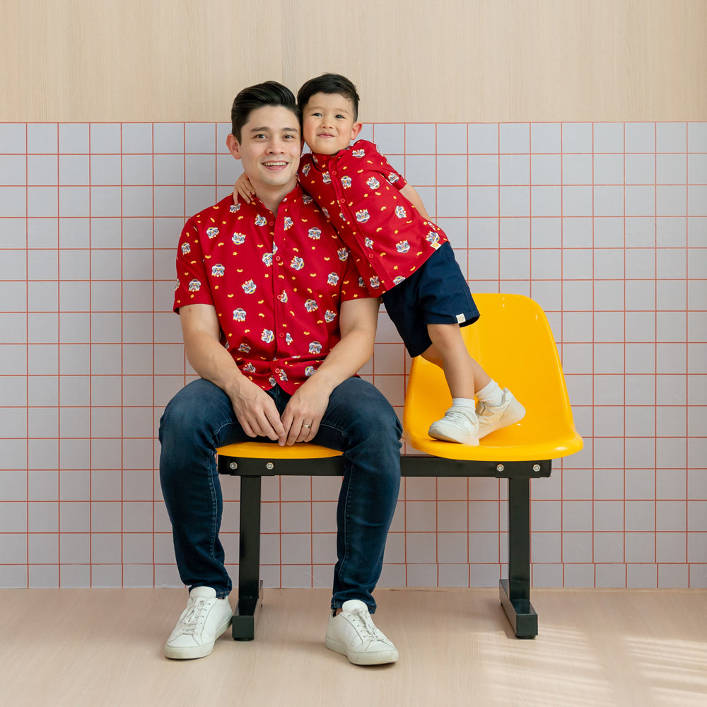 Lion Dance Series - Men’s Shirt in Red (Classic Fit) by Le Petit Society — image 2