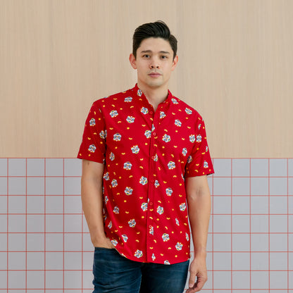Lion Dance Series - Men’s Shirt in Red (Classic Fit) by Le Petit Society — image 11