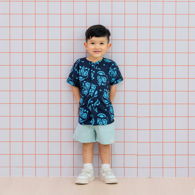 Lion Dance Series - Boys Shirt in Navy by Le Petit Society — image 5