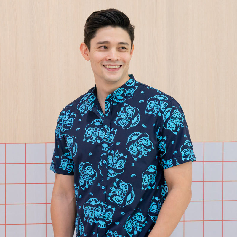 Lion Dance Series - Men’s Shirt in Navy (Classic Fit) by Le Petit Society — image 4