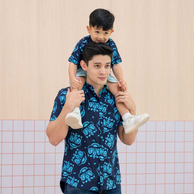 Lion Dance Series - Men’s Shirt in Navy (Classic Fit) by Le Petit Society — image 2