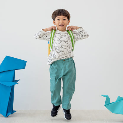 Made for Play - Long Sleeves Tee in Dino Sketch Print in White by Le Petit Society — image 13