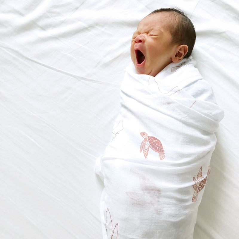 Baby Organic Swaddle in Turtles by Le Petit Society — image 2