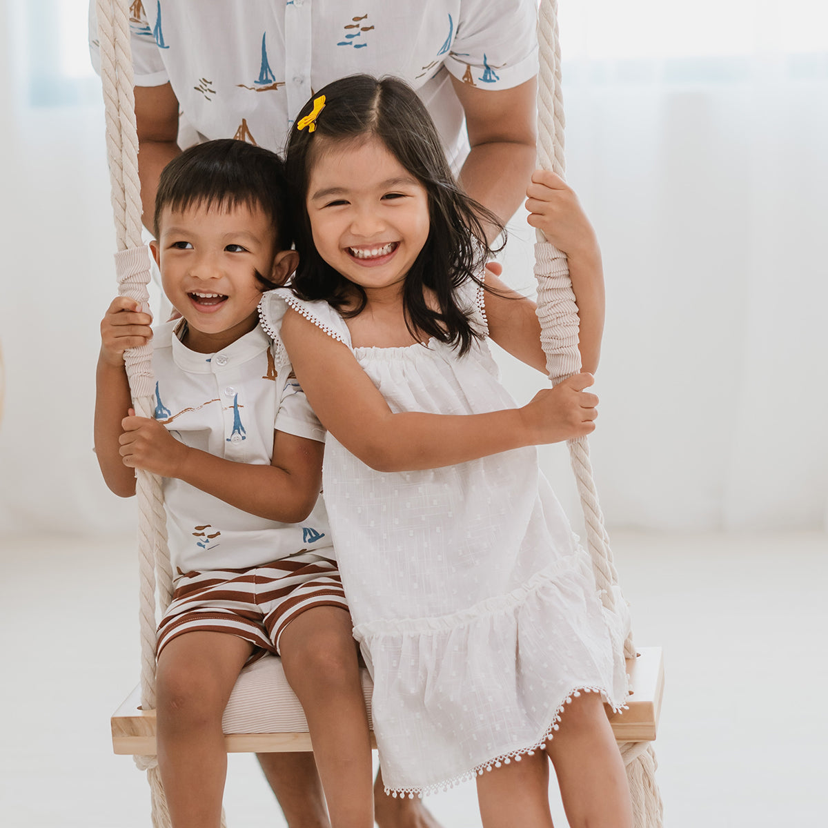 Resort Series - Kids Terry Shorts in Brown Stripes by Le Petit Society — image 7