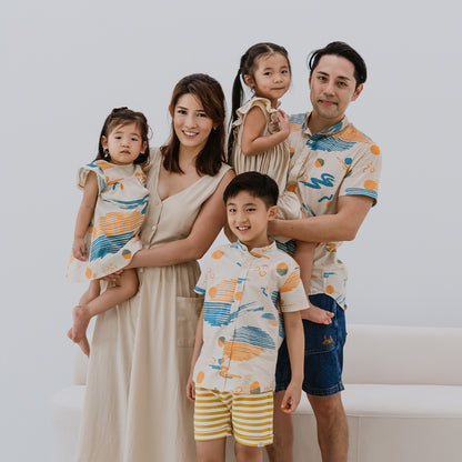 Resort Series - Kids Terry Shorts in Mustard Stripes by Le Petit Society — image 7
