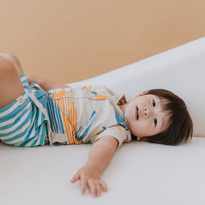 Resort Series - Kids Terry Shorts in Blue Stripes by Le Petit Society
