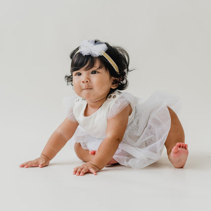 Flower Girl Series - Baby Bubble Dress in White (Past Season) by Le Petit Society — image 2