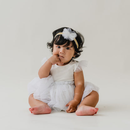 Flower Girl Series - Baby Bubble Dress in White (Past Season) by Le Petit Society