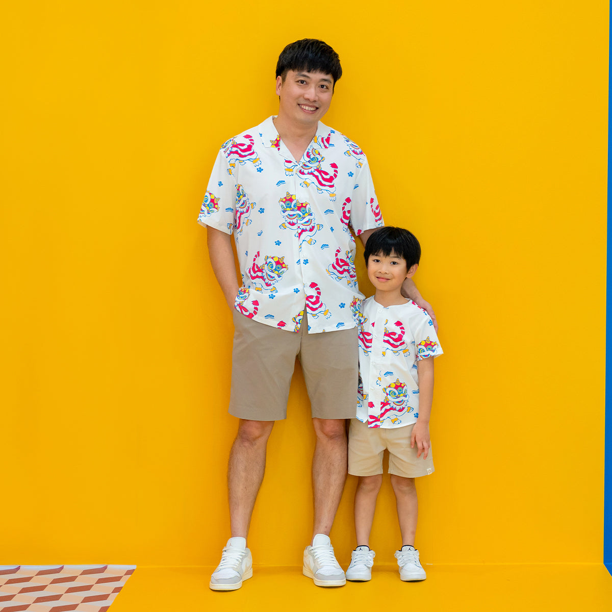 Lion Dance Series - Boys Shirt in White Lion Print by Le Petit Society — image 3