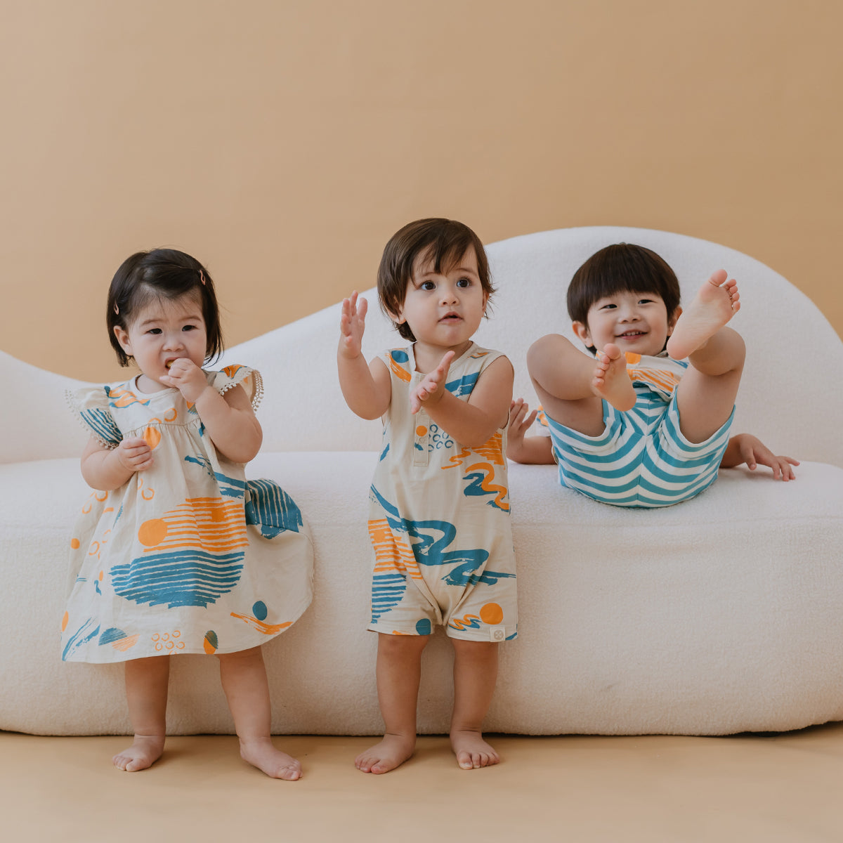 Resort Series - Kids Terry Shorts in Blue Stripes by Le Petit Society — image 6
