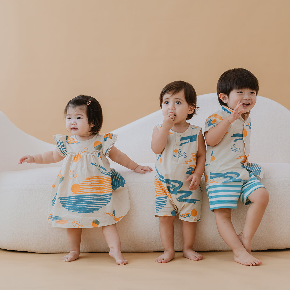 Resort Series - Kids Terry Shorts in Blue Stripes by Le Petit Society — image 7