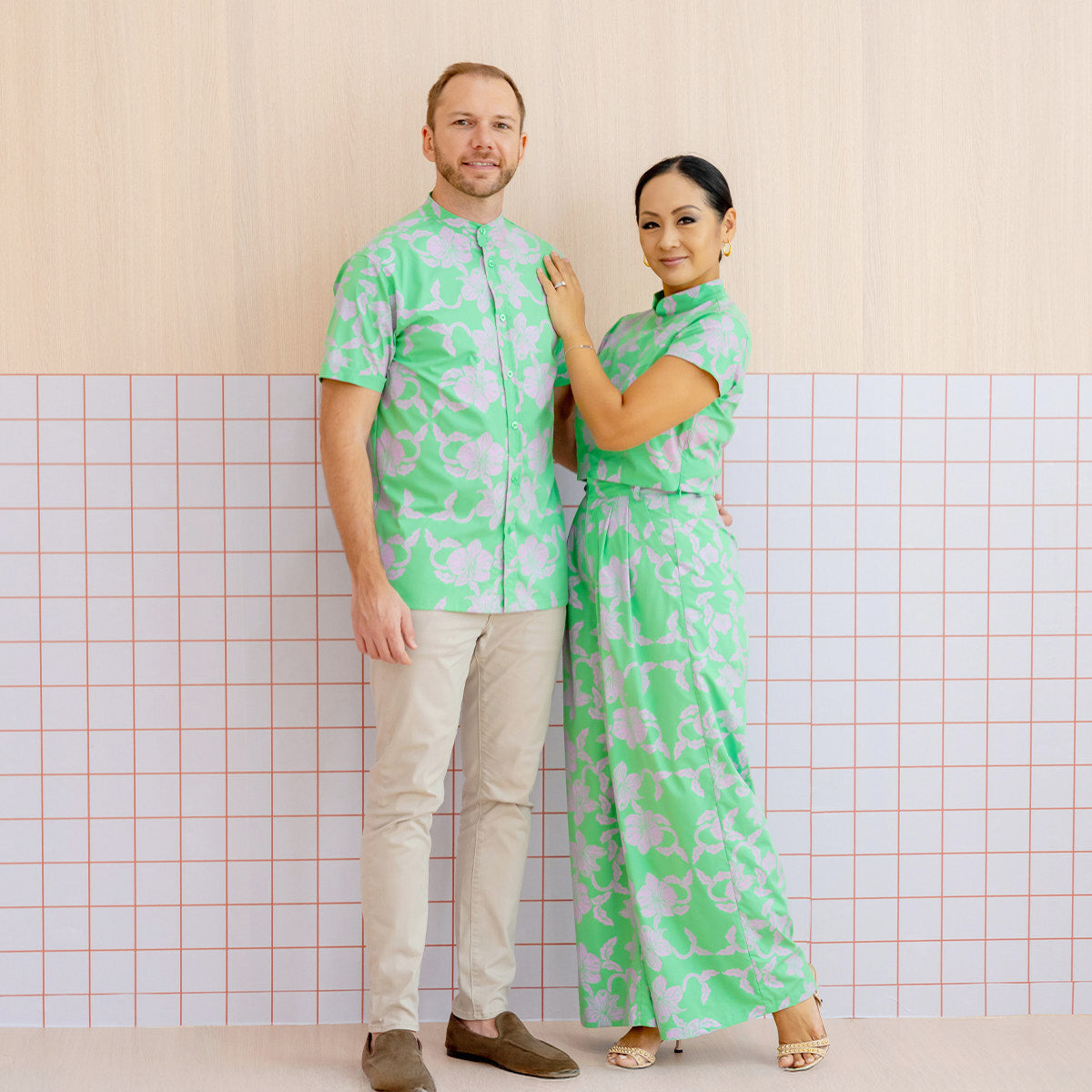 Heritage Series - Ladies Cheongsam Top in Green Orchid Print by Le Petit Society — image 2