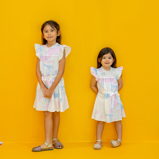 Heritage Series - Girls Baby Doll Dress in MBS Skyline Print by Le Petit Society