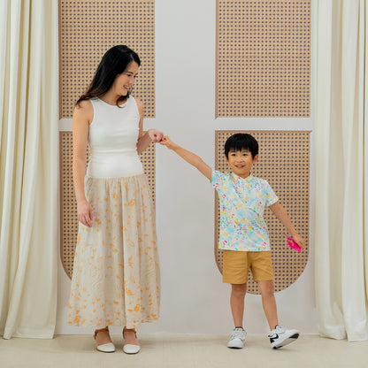 Zodiac Series - Boys Jersey Shirt in White Floral Snake Print by Le Petit Society — image 3
