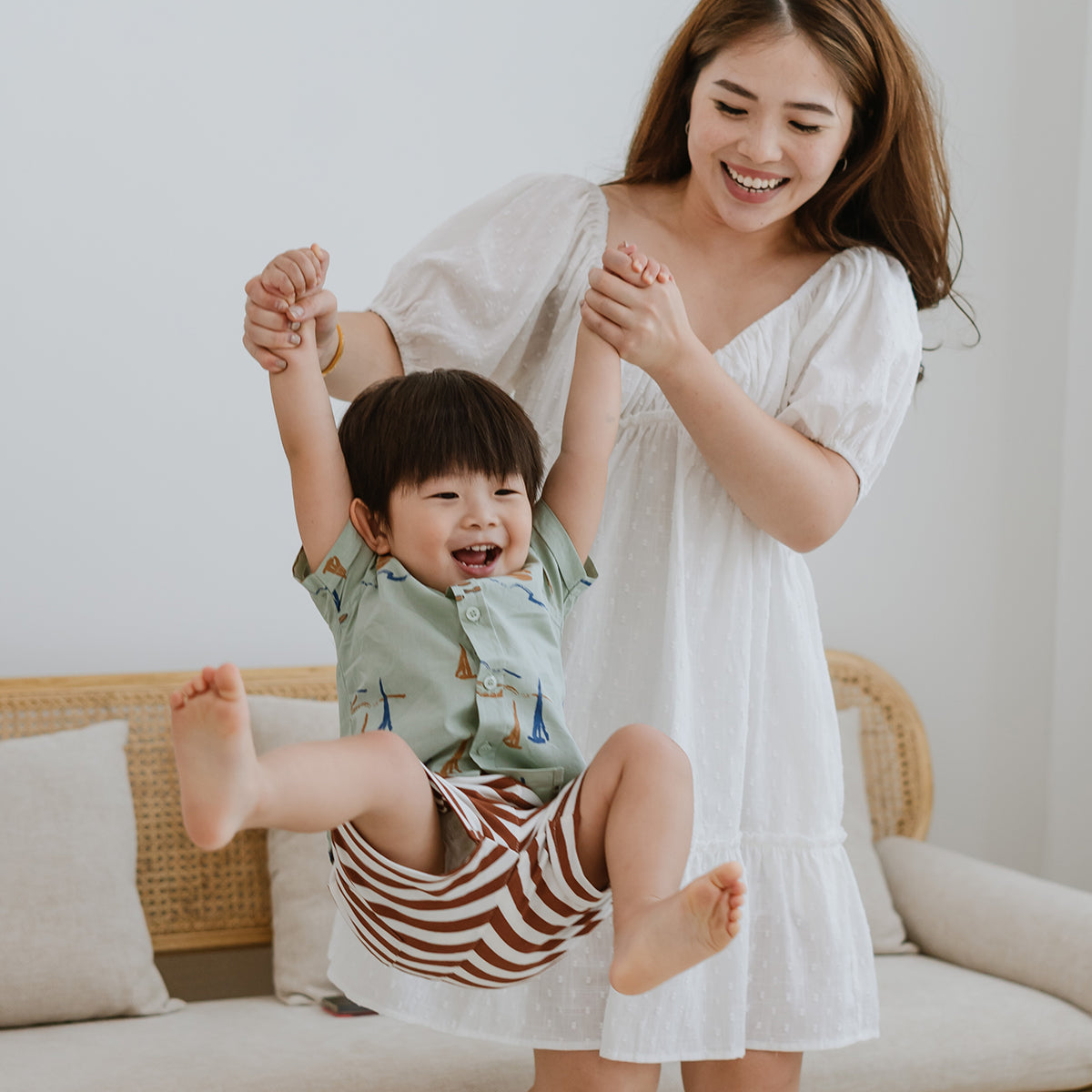 Resort Series - Kids Terry Shorts in Brown Stripes by Le Petit Society — image 4