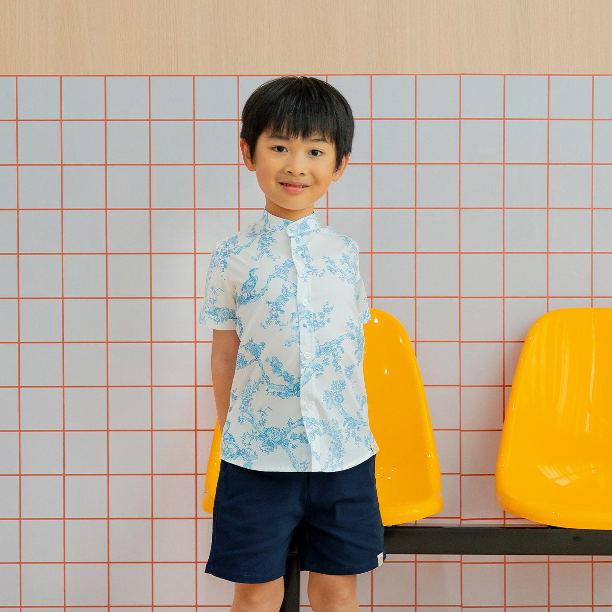 Heritage Series - Boys Shirt in Floral Porcelain Print by Le Petit Society — image 2