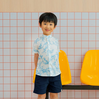 Heritage Series - Boys Shirt in Floral Porcelain Print by Le Petit Society — image 2