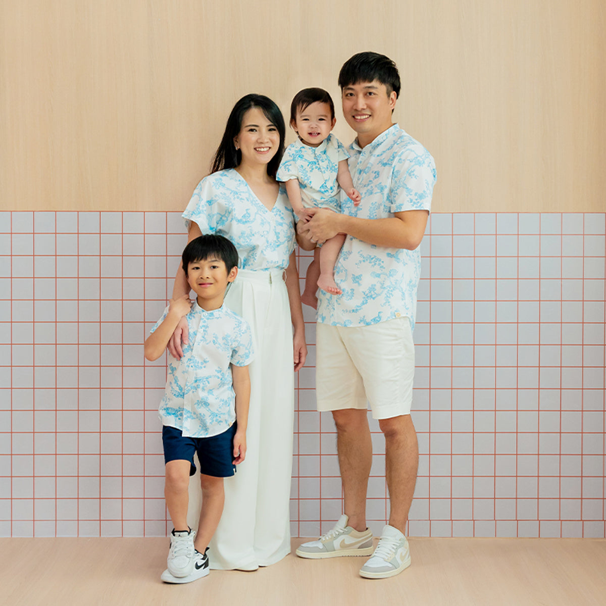 Heritage Series - Baby Boy Jersey Romper in Floral Porcelain Print by Le Petit Society — image 4
