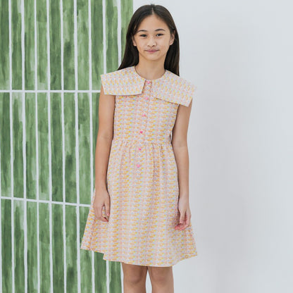 Heritage Series - Girls Vintage Dress in HDB Tweed Print by Le Petit Society — image 3