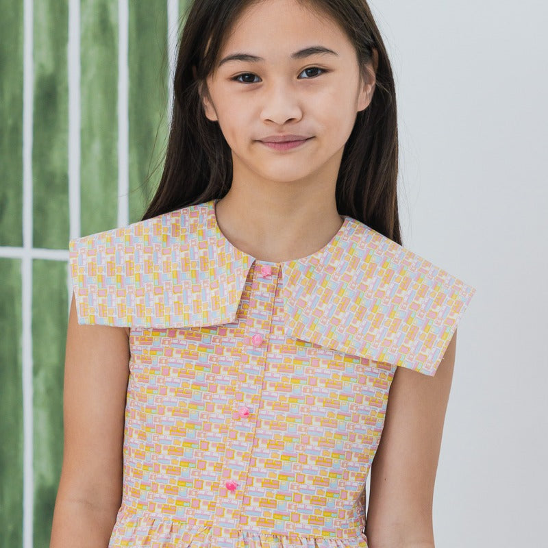 Heritage Series - Girls Vintage Dress in HDB Tweed Print by Le Petit Society — image 4