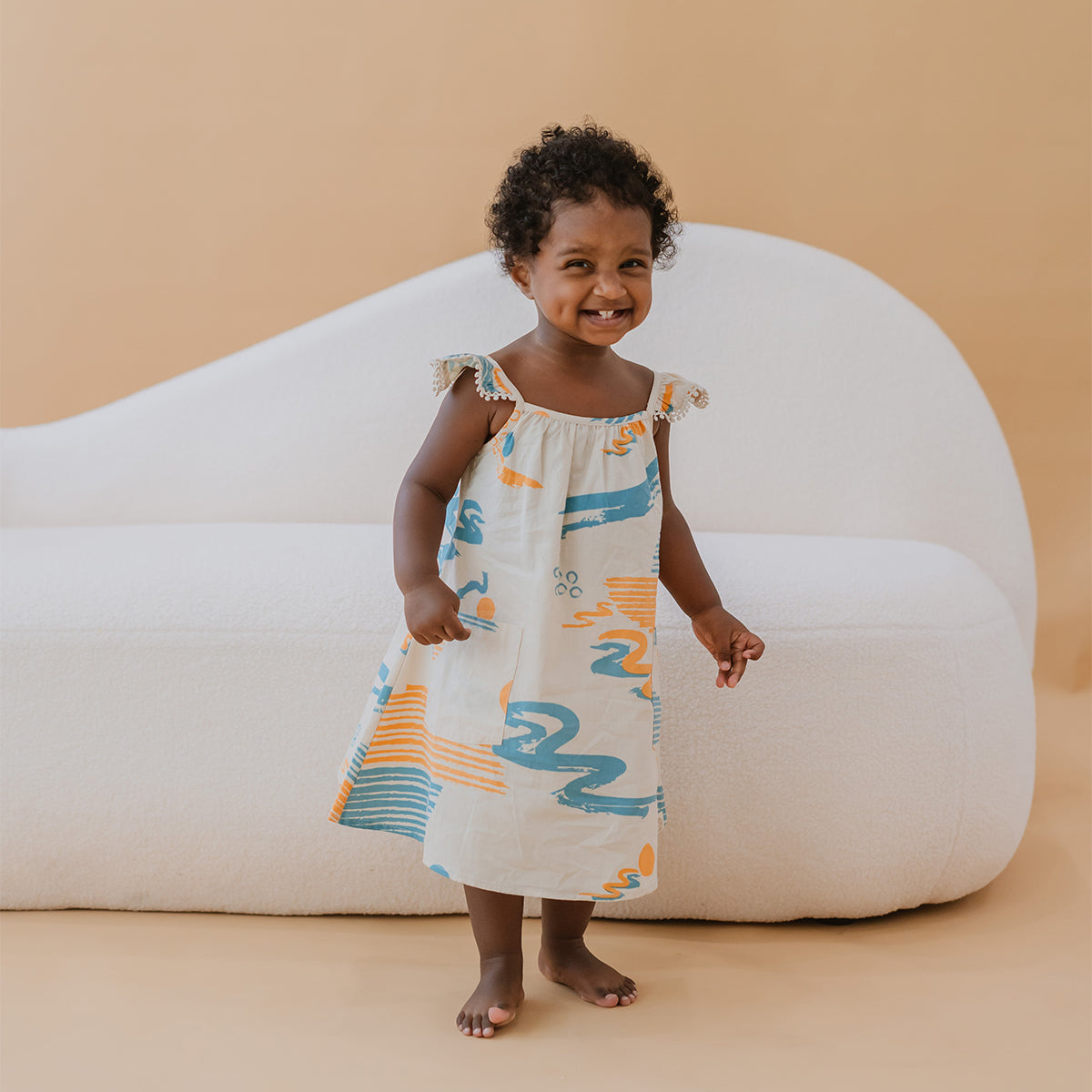 Resort Series - Girls Ruffled Sundress in Coast Print by Le Petit Society