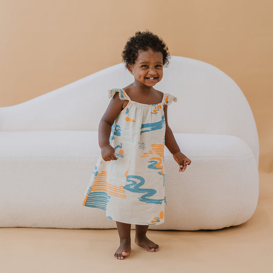 Resort Series - Girls Ruffled Sundress in Coast Print by Le Petit Society