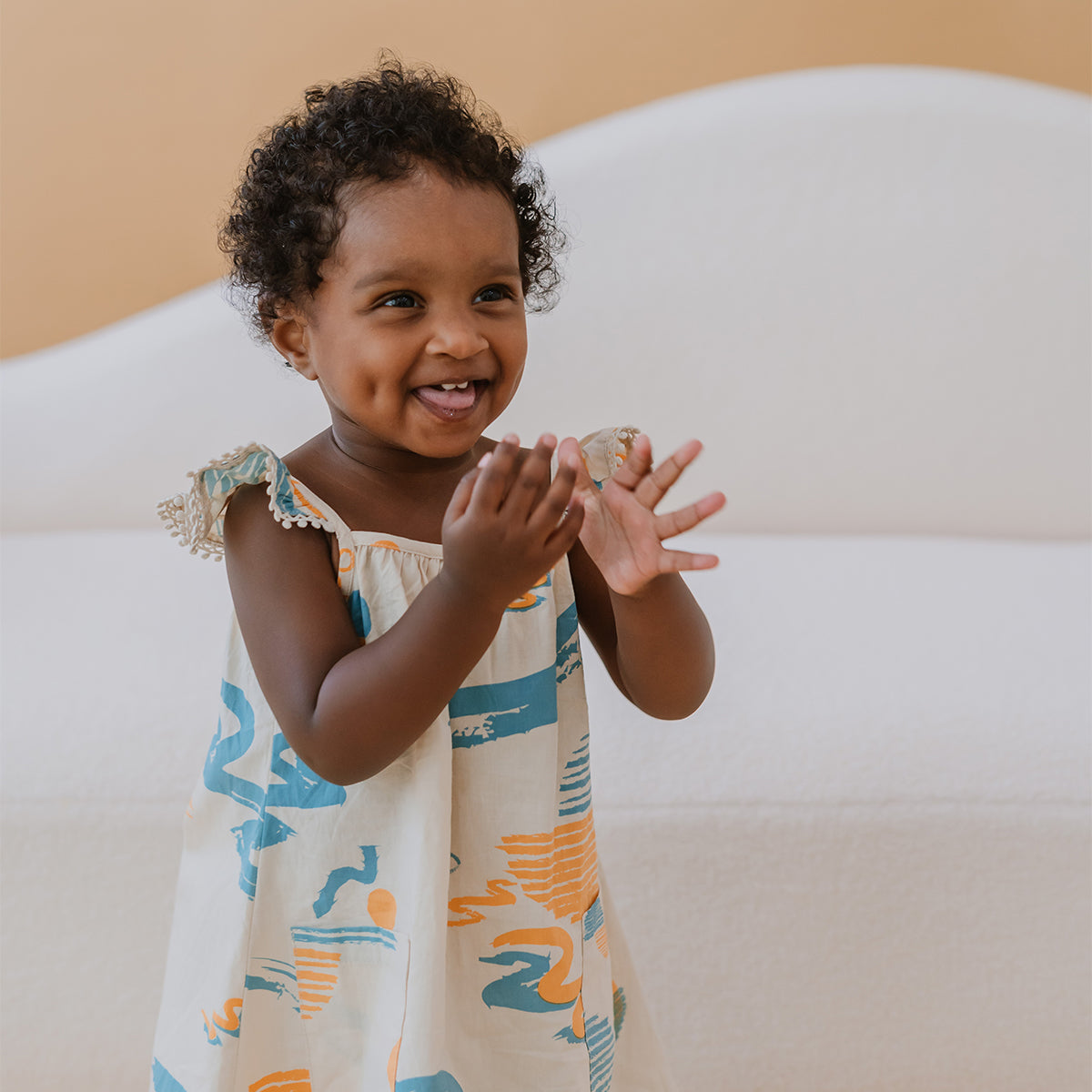 Resort Series - Girls Ruffled Sundress in Coast Print by Le Petit Society — image 3