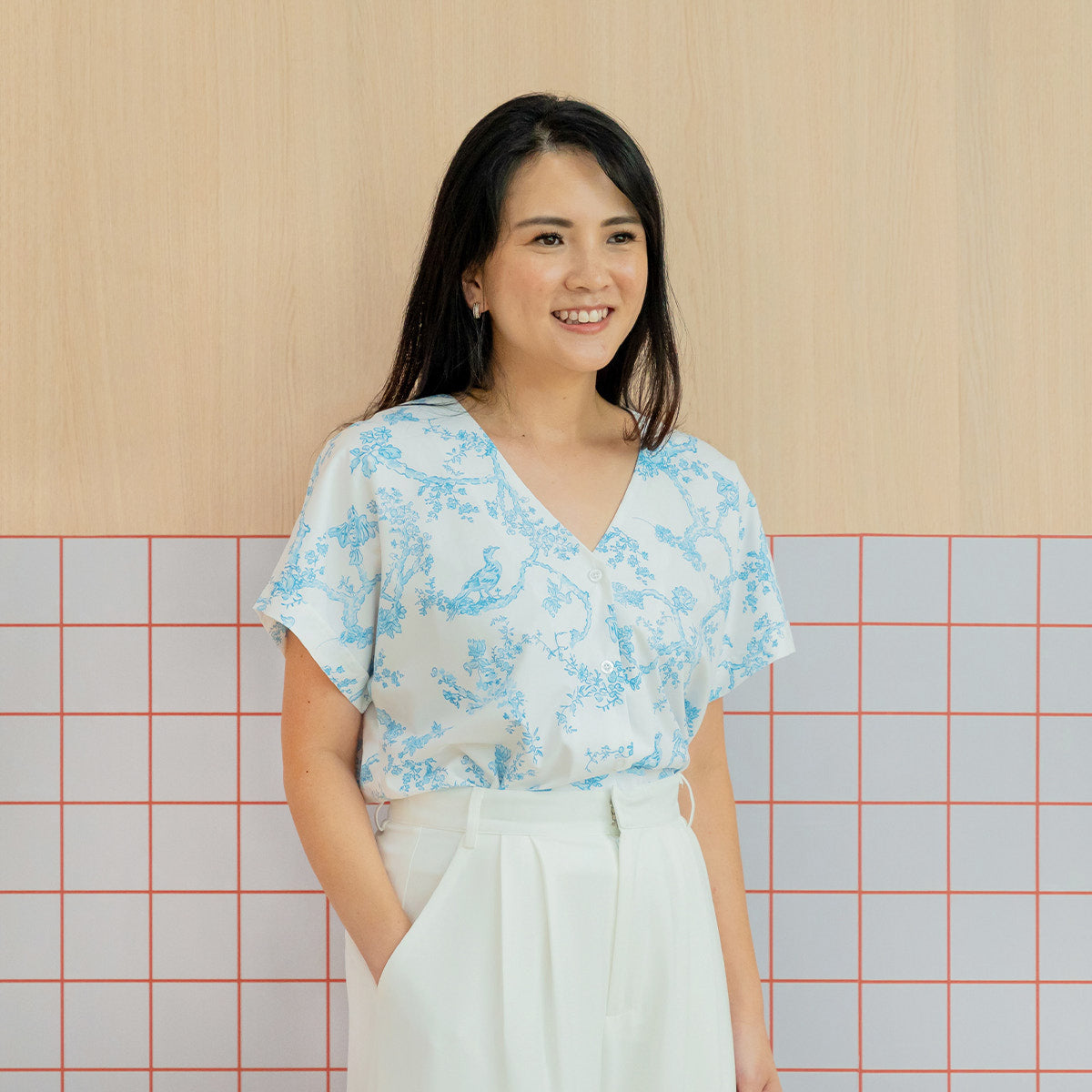 Heritage Series - Ladies Blouse in Floral Porcelain Print by Le Petit Society — image 2