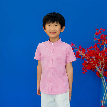 Heritage Series - Boys Shirt in Pink Orchid Print by Le Petit Society — image 2