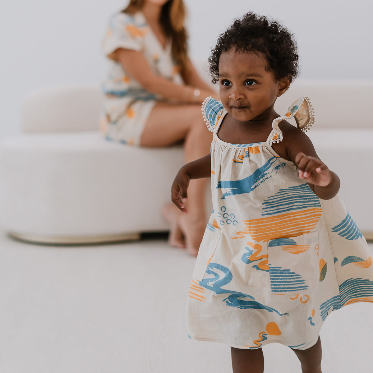 Resort Series - Girls Ruffled Sundress in Coast Print by Le Petit Society — image 5