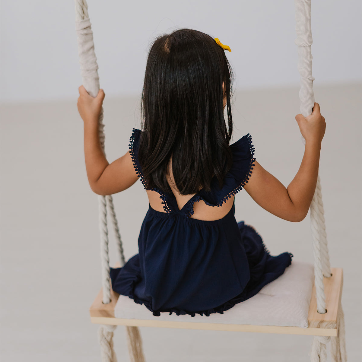 Resort Series - Girls Ruffled Sundress in Navy by Le Petit Society — image 4