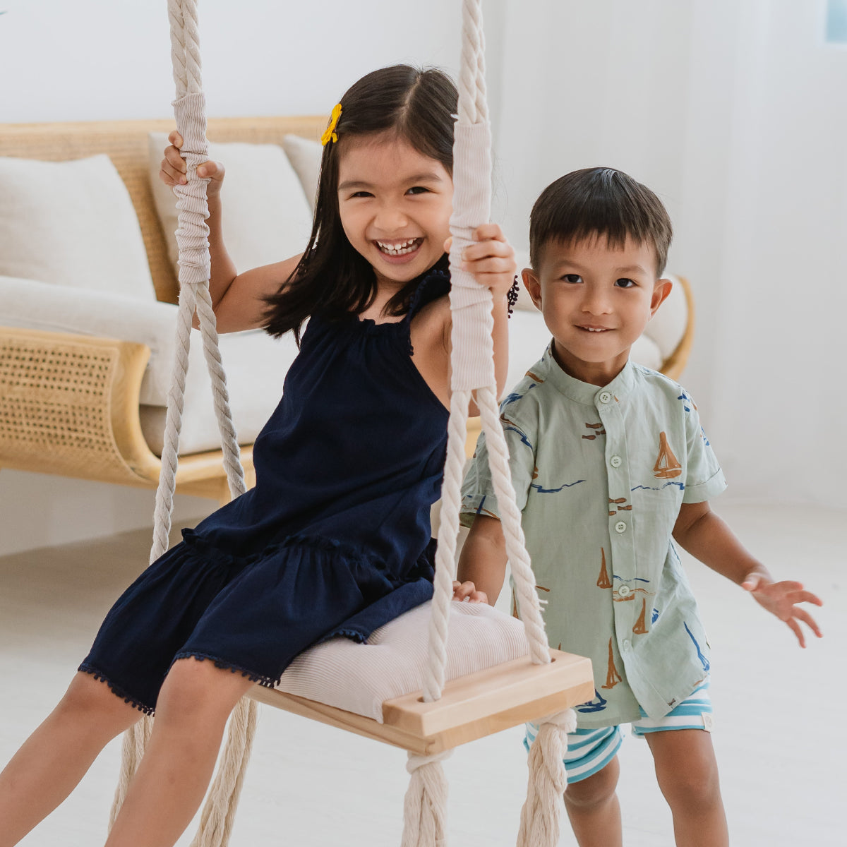 Resort Series - Girls Ruffled Sundress in Navy by Le Petit Society — image 8