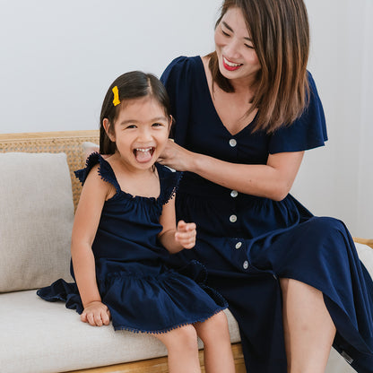 Resort Series - Girls Ruffled Sundress in Navy by Le Petit Society