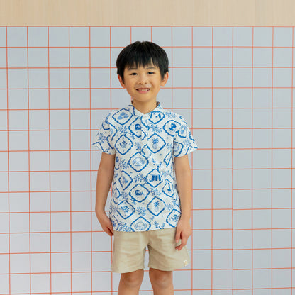 Heritage Series - Boys Jersey Shirt in Porcelain Motif by Le Petit Society — image 4