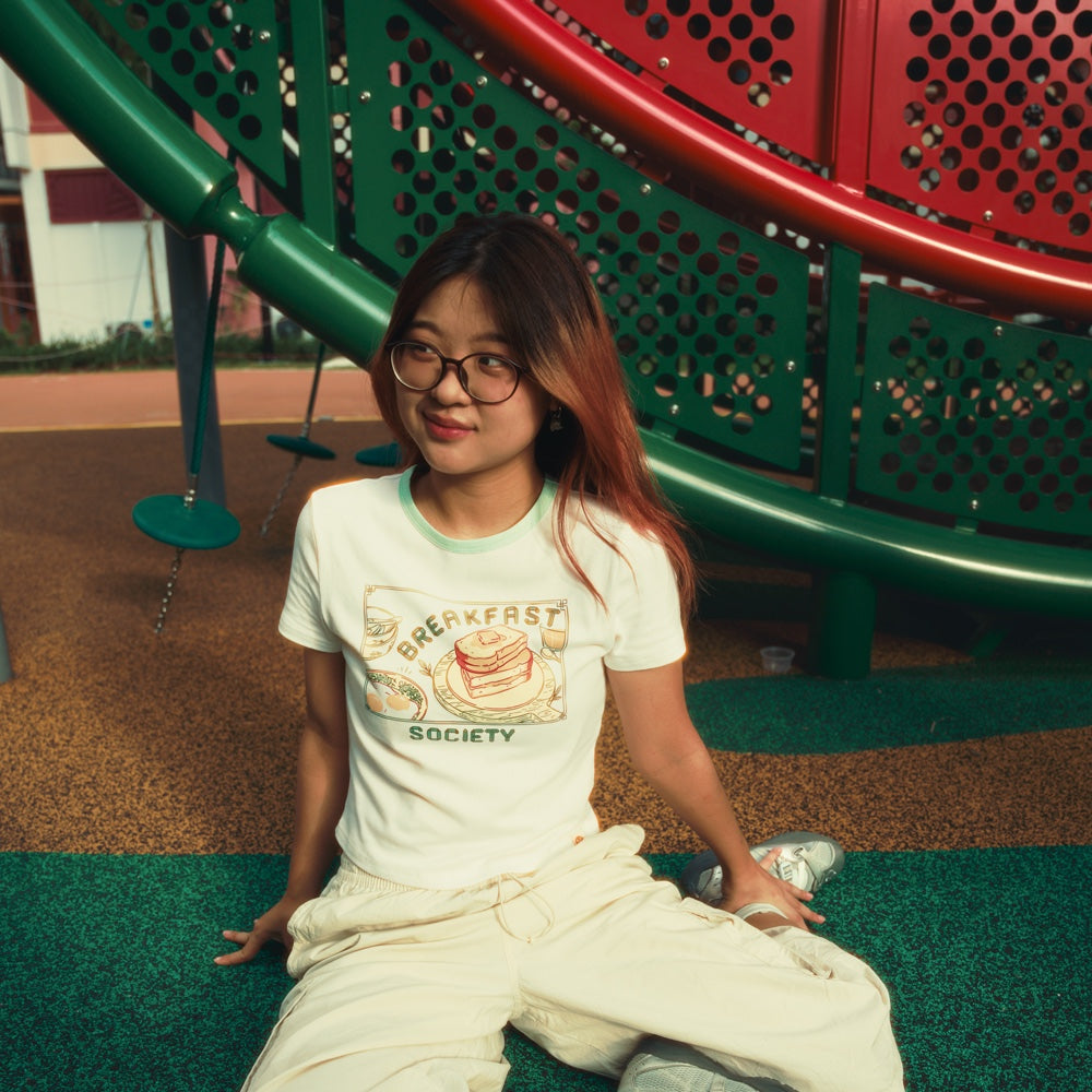 A Singapore Series - Breakfast Society Ladies/Teens Tee in White by Le Petit Society — image 4