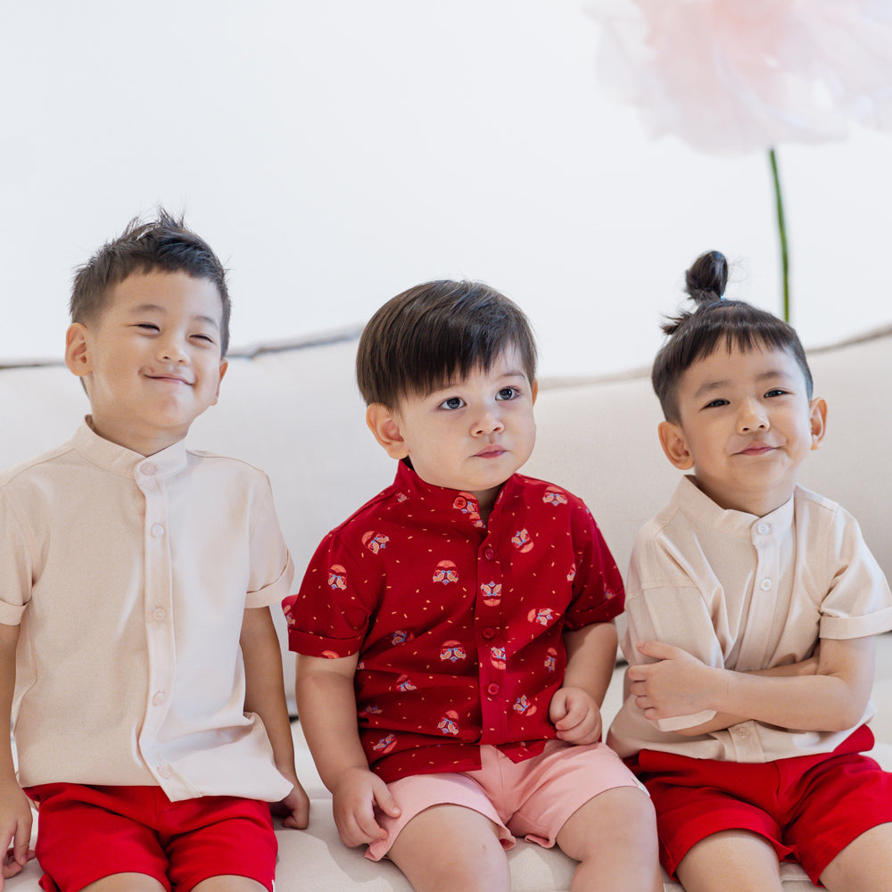 Botanic Series - Boys Plain Shirt in Champagne by Le Petit Society — image 2
