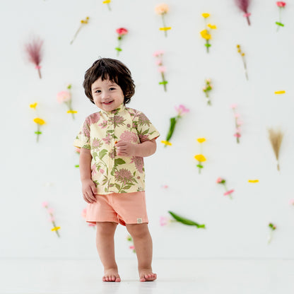 Garden Series - Boys Shirt in Yellow Chrysanthemum Print (Personalisable) by Le Petit Society — image 6