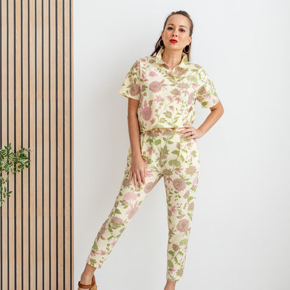 Garden Series - Ladies Pants in Yellow Chrysanthemum Print by Le Petit Society — image 4