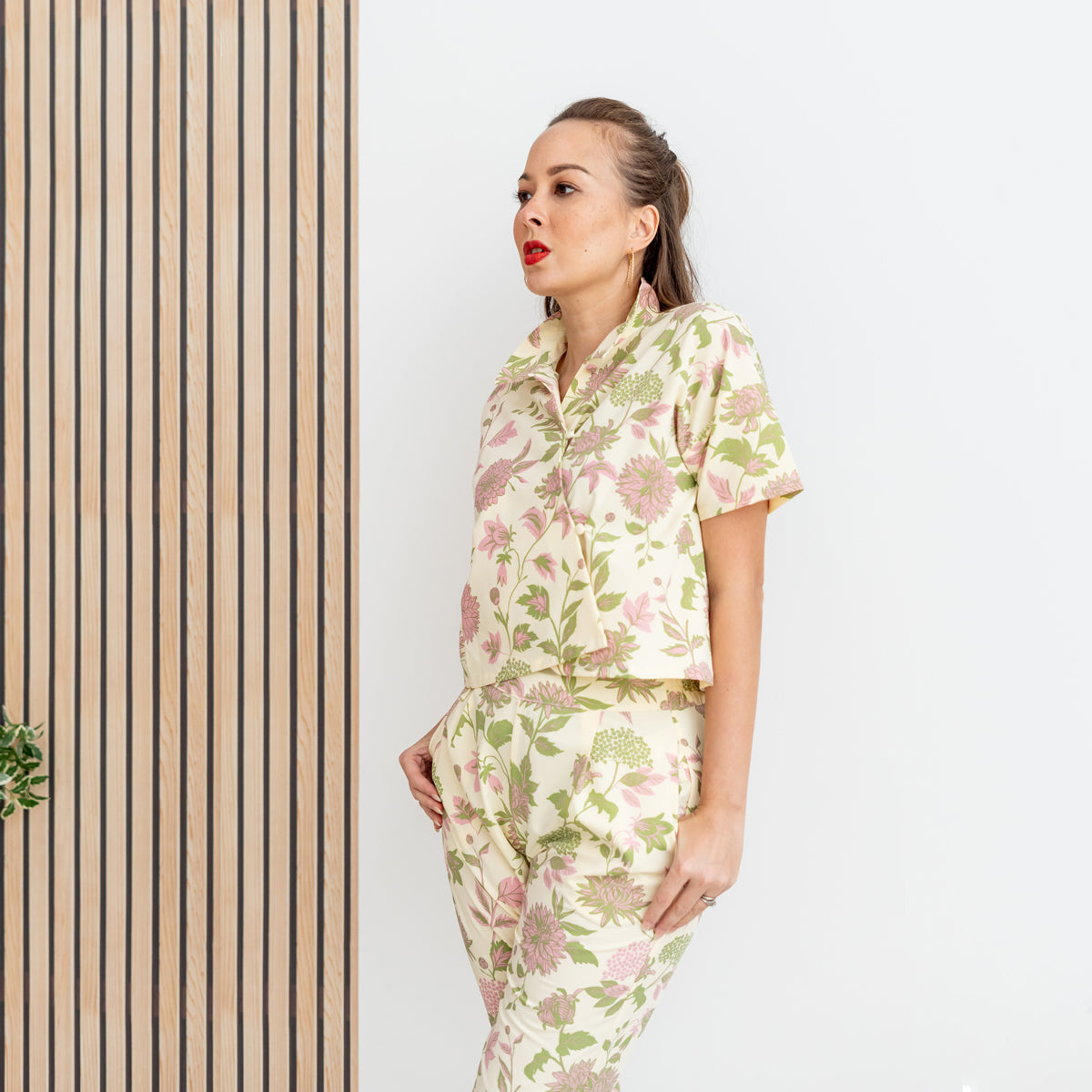 Garden Series - Ladies Pants in Yellow Chrysanthemum Print by Le Petit Society — image 3