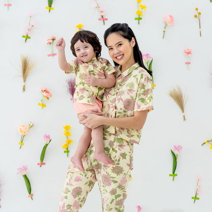 Garden Series - Ladies Wrap Top in Yellow Chrysanthemum Print by Le Petit Society — image 2