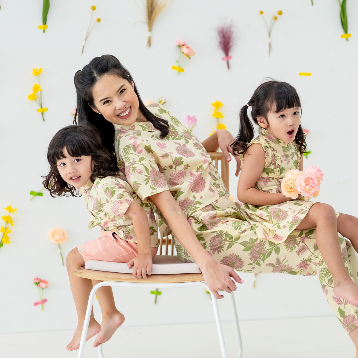 Garden Series - Ladies Wrap Top in Yellow Chrysanthemum Print by Le Petit Society — image 6
