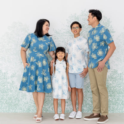Garden Series - Men's Blue Shirt in Magnolia Print (Personalisable) by Le Petit Society — image 2
