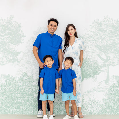 Mandarin Orange Series - Men's Plain Shirt in Blue (Personalisable) by Le Petit Society — image 3